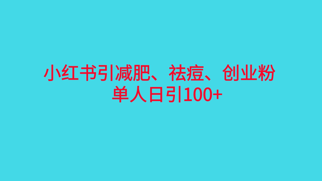 （6799期）小红书精准引流，减肥、祛痘、创业粉单人日引100+（附软件）插图