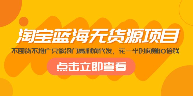 （5062期）淘宝蓝海无货源项目，不囤货不推广只做冷门高利润代发，花一半时间赚10倍钱插图