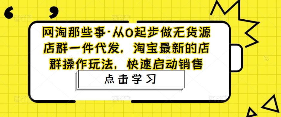 （4979期）从0起步做无货源店群一件代发，淘宝最新的店群操作玩法，快速启动销售插图
