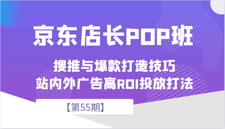 京东店长POP班【第55期】，京东搜推与爆款打造技巧，站内外广告高ROI投放打法插图