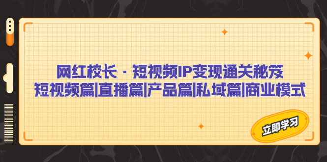 （7129期）网红校长·短视频IP变现通关秘笈：短视频篇+直播篇+产品篇+私域篇+商业模式插图