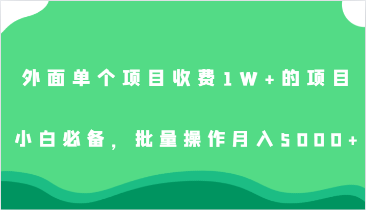 外面单个项目收费1W+的项目，小白必备，批量操作月入5000+插图