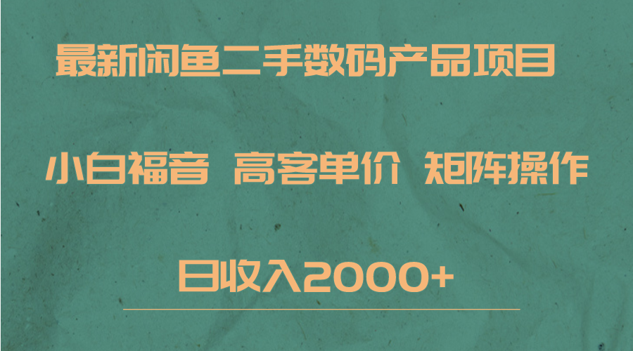 最新闲鱼二手数码赛道，小白福音，高客单价，矩阵操作，日收入2000+插图