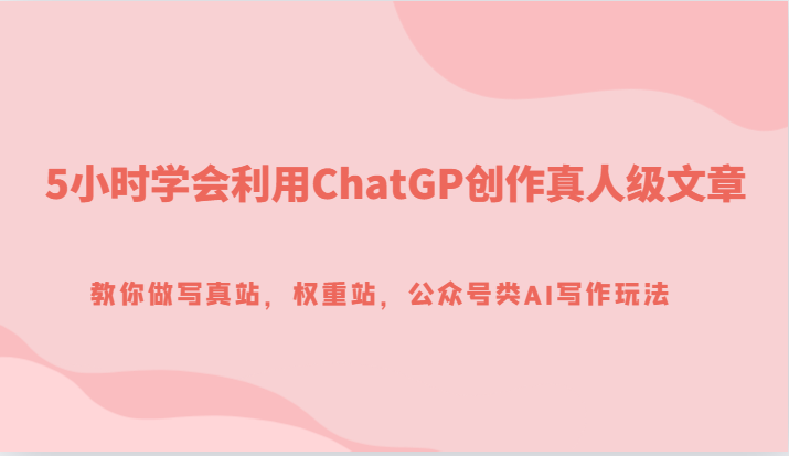 5小时学会利用ChatGP创作真人级文章，教你做写真站，权重站，公众号类AI写作玩法插图