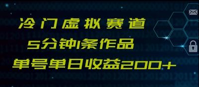 最新冷门赛道5分钟1条作品单日单号收益200+插图