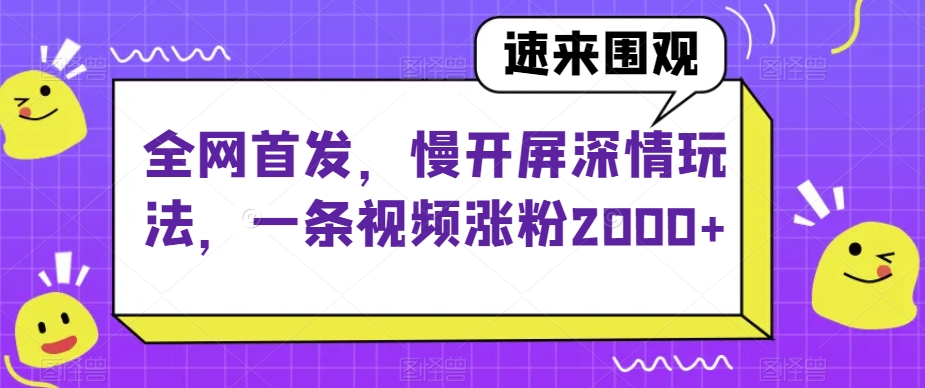 全网首发，慢开屏深情玩法，一条视频涨粉2000+【揭秘】插图