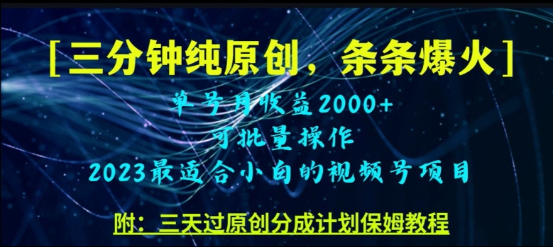 三分钟制作视频号纯原创，条条爆款，轻松月入过万【揭秘】插图
