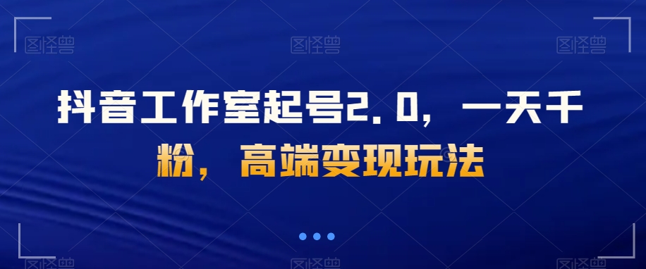 抖音工作室起号2.0，一天千粉，高端变现玩法【揭秘】插图