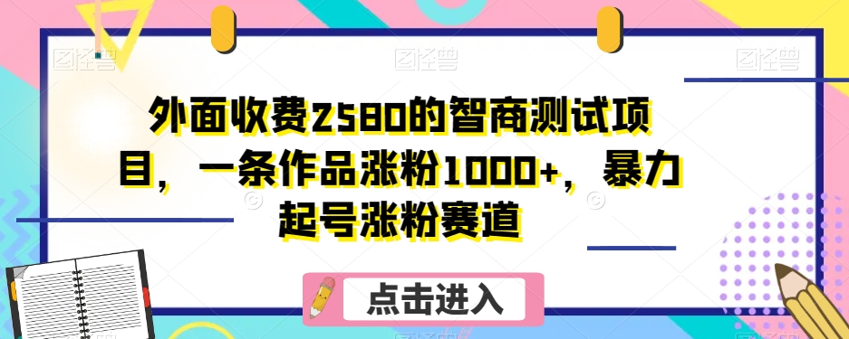 外面收费2580的智商测试项目，一条作品涨粉1000+，暴力起号涨粉赛道【揭秘】插图