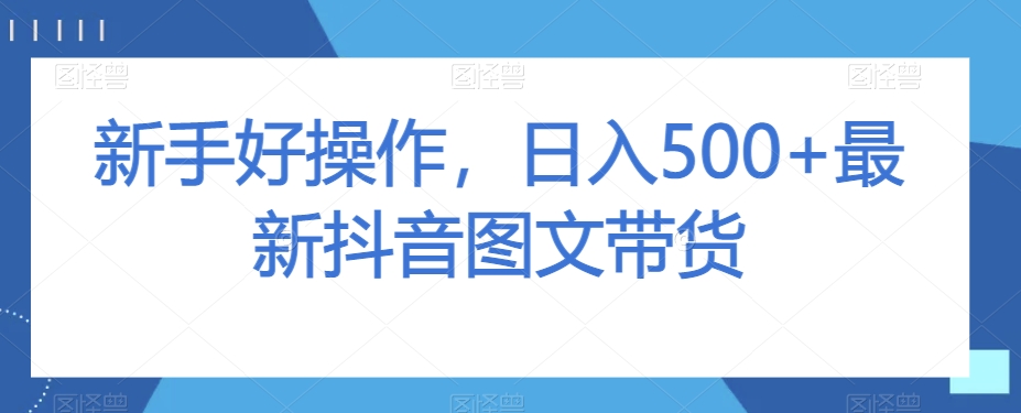 新手好操作，日入500+最新抖音图文带货【揭秘】插图