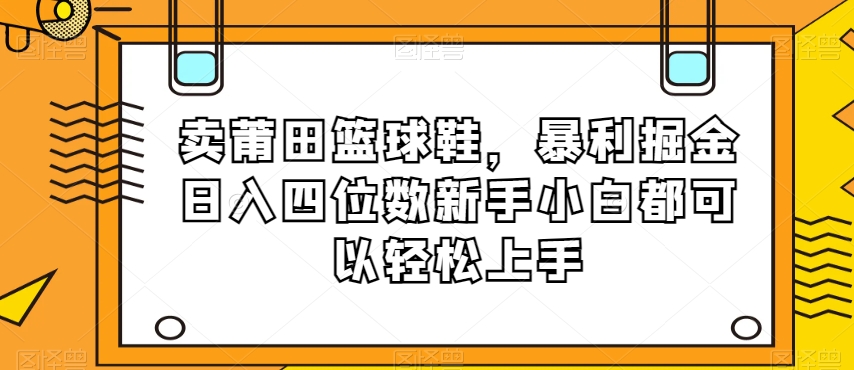 卖莆田篮球鞋，暴利掘金日入四位数新手小白都可以轻松上手【揭秘】插图