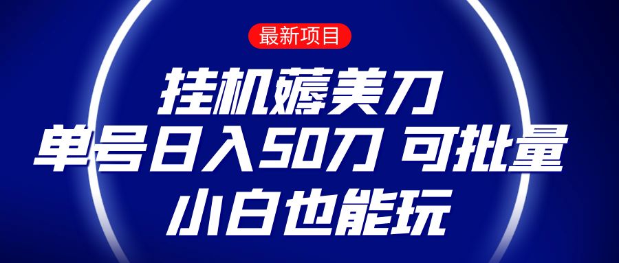 薅羊毛项目  零投入挂机薅美刀    单号日入50刀  可批量  小白也能玩插图