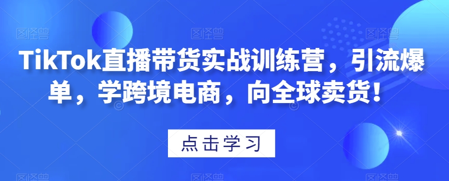 TikTok直播带货实战训练营，引流爆单，学跨境电商，向全球卖货！插图