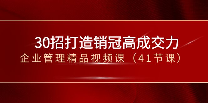 （8477期）30招-打造销冠高成交力-企业管理精品视频课（41节课）插图