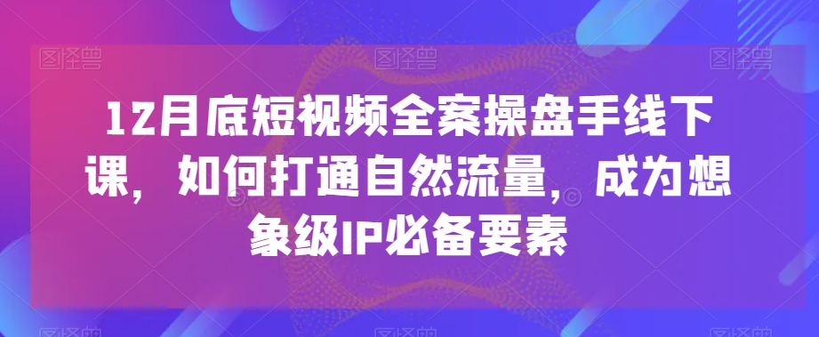 12月底短视频全案操盘手线下课，如何打通自然流量，成为想象级IP必备要素插图