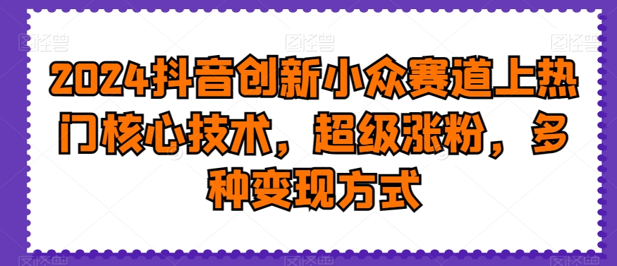 2024抖音创新小众赛道上热门核心技术，超级涨粉，多种变现方式插图