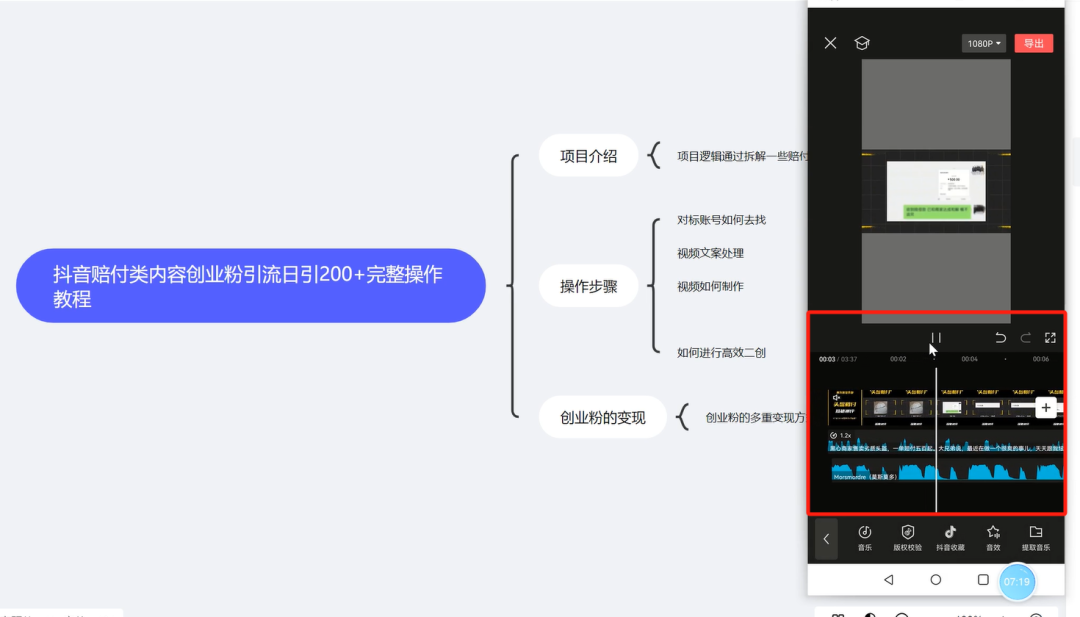 抖音赔付教程大揭秘！有些事真的不能不理！日引300+创业粉真香大象笔记  大家好，我是大象今天我给大家分享一个关于抖音赔付类内容的拆解和创业粉引流的完整操作教程。通过这个教程，您可以轻松引流300+创业粉，没有问题。整个课程将分为三个小节。第一节是关于项目介绍，包括内容形式和项目逻辑的讲解。第二节将详细介绍操作步骤，包括如何对标账号、如何找到恰当的视频文案、如何制作和高效编辑视频等内容。第三节是关于如何将创业粉变现和引流用户的内容。现在让我们先来看一下第一节项目逻辑。我们将通过拆解抖音赔付类的内容来引流创业粉。大家可以看一下这个账号的示例。大家可以看一下这个账号在抖音更新的内容，它主要是揭秘一些不为人知的赔付项目，比如花生赔付、辐射打假、鸡汤赔付等等。这个账号专门拆解各种打假和赔付项目，因此它的流量非常高。为什么这个账号的流量会高呢？原因在于他选题非常新颖。比如，你可能从来没有听说过头盔赔付这样的概念，也不知道头盔这种东西居然还能通过赔付来赚钱。这个账号通过引人瞩目的选题，吸引了大量的观众。他们可能会在看完视频后想尝试购买一顶头盔，然后通过找商家赔付来赚钱。这样的创意引发了许多人的兴趣，产生了大量的流量。今天我们介绍的就是通过打假和赔付这种内容在抖音上更新来吸引创业者。一旦他们被吸引过来，你可以教他们如何做赔付，或者介绍其他多种变现方式。这些方法非常多样化，让创业者能够从中选择适合自己的方式来实现盈利。关于这个项目的介绍，我们有很多人在做的是教人们如何打假和赔付的内容。虽然这个方法确实有其争议性和风险，但是我们并不建议大家去尝试。在创业领域，有很多其他的变现方式，我们没有必要仅仅局限于教授这种方法。创业领域有很多变现方式可供选择，我们根本不需要被这个方式所束缚。为什么要选择这种有风险的方法呢？我们只是为了引流而发布这样的内容，这是我对大家的建议。当然，如果你也想尝试这种方法，那也是可以的。我们通过其他的变现方式，在两个月内就实现了23万元的变现，每天的收益也基本都在3000元左右，非常稳定。这就是我们今天介绍的项目，如果你也在创业引流方面有兴趣，请大家一起来交流学习。那么关于具体的实操教程，对标账号如何去找文案如何改写如果你想制作的话可以添加大象的微信du4492我是大象，一个专门搞钱的自媒体博主如果想了解更多项目拆解的，可以进大象项目研习社｜一个专门搞钱的社群，每天分享干货，也分享更多赚钱项目我又找到宝了！千万别错过的创业合伙人计划｜快来看！大象项目研习社 | 一个专门搞钱的社群最近还推出了创业合伙人计划｜项目推荐，想要了解的可以加薇：du4492，回复（合伙人）了解公号：大象笔记，一个只讲赚钱的博主，私聊（赚钱）和1000名搞钱达人一起搞钱，并送38个月入过万的互联网项目。每天更新一篇赚钱干货文章，日更达人，寻找创业合伙人喜欢点赞，更多干货点击左上角我的头像，进入主页了解，交流学习du4492。更多一手项目干货，尽在公众号“大象笔记”，文章均首发于此。document.getElementById(“create_time”).innerHTML = (new Date(1697272622000)).toLocaleDateString(undefined,{year:”numeric”,month:”long”,day:”numeric”,hour:”numeric”,minute:”2-digit”})插图10