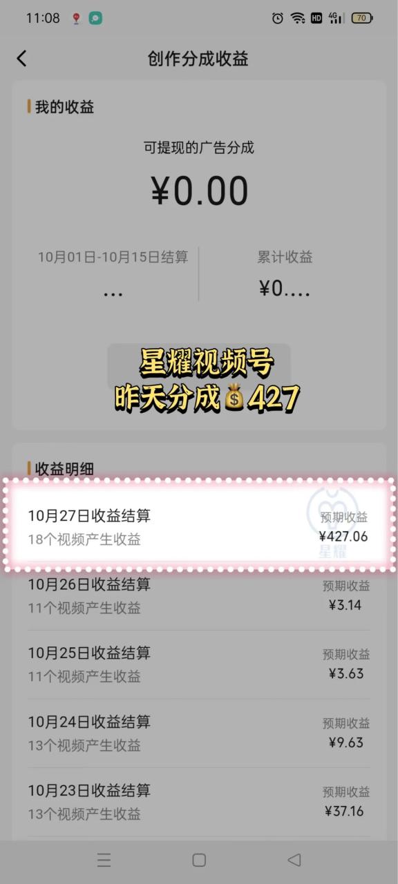 峰回路转!十月份做视频号分成十三天居然赚了2W !大象笔记Hello，宝子们，我是大象，欢迎大家添加我的微信：du4492再三声明：本人只要分享出来的项目本身都是免费的和完整的，不会找任何理由跟你收费（除非课程中用到的一些付费工具）1、《导师训练营2.0》—我又找到宝了！千万别错过的创业合伙人计划｜快来看！2、搞钱社群 ———-?大象项目研习社 | 一个专门搞钱的社群视频号分成计划是一项非常有潜力的机会，但很多人还没有意识到。团队中的成员已经取得了很好的结果，这个计划非常适合普通人操作。视频制作相对简单，每天能够轻松赚取几百元。想要参与视频号分成计划的朋友们需要抓紧机会。下面是团队成员们取得的成绩：开通视频号分成计划的第一个条件是拥有100个粉丝，这个要求很容易达到。视频号迫切需要更多的内容，只要质量差不多，官方就会向你推送更多的流量。第二个条件是满足内容规范，也就是要有原创作品并且受到用户喜欢，这些都是可以通过一些方法实现的。一旦满足条件，官方会发出邀请，你只需按照提示开通即可。然后你的视频评论区就会显示广告，通常是在评论区的第三条位置，这个原理与公众号的流量主类似，当流量增加时，自然会有人点击广告，而这些广告和你的作品内容相关联。视频号分享计划很少有人知道，这对于我们来说是个机会。当你尝试后，你会发现视频号的流量非常惊人，你无需花时间培养账号，只需要发布作品即可。基于视频号用户的人群特点，他们年龄一般在30岁到60岁之间，我们在选择领域时，要根据这些人群的兴趣偏好制作内容。下面是一些示例供大家参考。例如农村怀旧视频是一个不错的题材，它能唤起人们对童年时光的回忆，同时也具有治愈效果。在制作方面，你可以使用手机上的剪映等工具，进行一些画中画等功能的操作。你知道现在视频号的主要用户是谁吗？基本上都是30岁到60岁的中老年群体，所以如果你制作与他们相关的内容，很容易获得流量。例如之前这个账号只发一些日常生活的视频，基本只有几个点赞。直到他开始制作另一种类型的视频内容后，数据基本上都超过了100个点赞，并且置顶了三条获得了上万的点赞。而且，他最早发布的一个视频是六天前，所以我们可以看出，他做的到底是什么类型的视频。我们可以发现，他的内容非常简单，只是一条祝福自己子女的视频，而且时长只有十二秒。那么他制作这种视频的具体步骤是什么呢？你可以先保存下他的音频，然后随便找一条母女在一起玩的视频，将它们导入到剪映中，对画面进行剪辑，添加一个模糊的画布，再添加一个标题，将字幕样式更换成这种风格，制作完成。是不是非常简单呢？你可以使用不同的AI录制不同的素材，然后选择不同的素材进行组合，重复发布，就能够轻松获取流量。每天可以发布一条或者几条视频，但不要超过9条，否则会被限制流量。还有，别忘了在发布视频时声明原创。在新账号发布时，可能还没有这个功能，只有在满足第二个条件后才能声明原创，然后就可以开通分成计划，开始获得收益。除了这种祝福视频，还有其他几种方法也能够轻松获得流量。由于时间限制，我暂时无法在这里详细介绍，具体的内容我会在群里分享。如果你想要参与视频号分成计划，请一定抓住时机。时间无法等人，如果你明年才开始，可能已经错过了收益期。不要再犹豫，赶紧行动吧！公号：大象笔记，一个只讲赚钱的博主，私聊（赚钱）和1000名搞钱达人一起搞钱，并送38个月入过万的互联网项目。每天更新一篇赚钱干货文章，日更达人，寻找创业合伙人喜欢点赞，更多干货点击左上角我的头像，进入主页了解，交流学习du4492。更多一手项目干货，尽在公众号“大象笔记”，文章均首发document.getElementById(“create_time”).innerHTML = (new Date(1698634557000)).toLocaleDateString(undefined,{year:”numeric”,month:”long”,day:”numeric”,hour:”numeric”,minute:”2-digit”})插图1