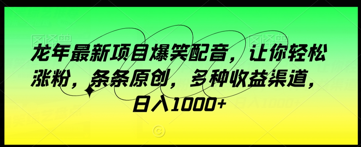 龙年最新项目爆笑配音，让你轻松涨粉，条条原创，多种收益渠道，日入1000+插图