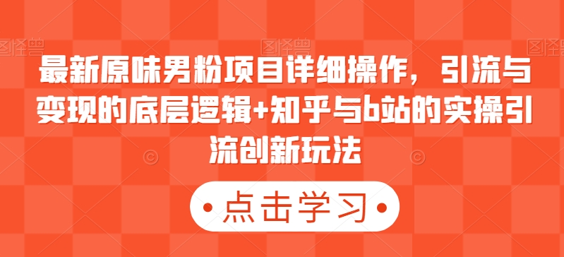 最新原味男粉项目详细操作，引流与变现的底层逻辑+知乎与b站的实操引流创新玩法插图