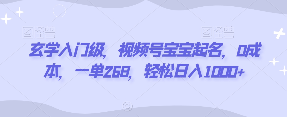 玄学入门级，视频号宝宝起名，0成本，一单268，轻松日入1000+插图