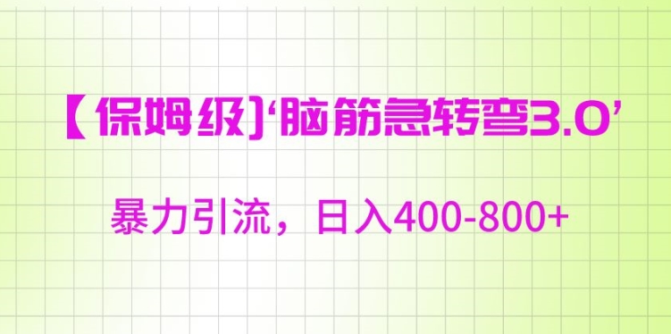 保姆级脑筋急转弯3.0，暴力引流，日入400-800+插图