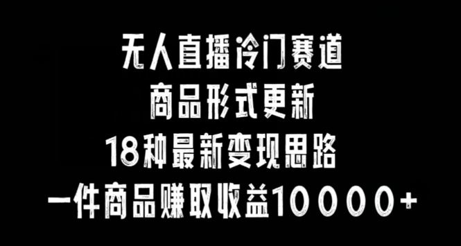 无人直播冷门赛道，商品形式更新，18种变现思路，一件商品赚取收益10000+插图