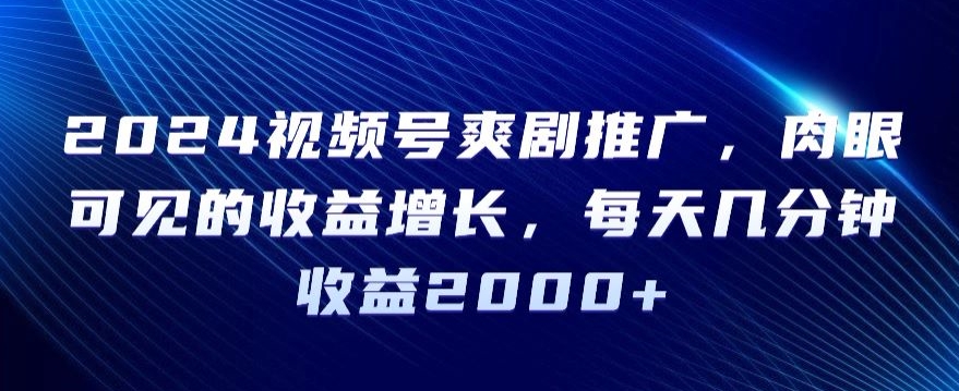 2024视频号爽剧推广，肉眼可见的收益增长，每天几分钟收益2000+插图