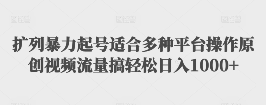 扩列暴力起号适合多种平台操作原创视频流量搞轻松日入1000+插图