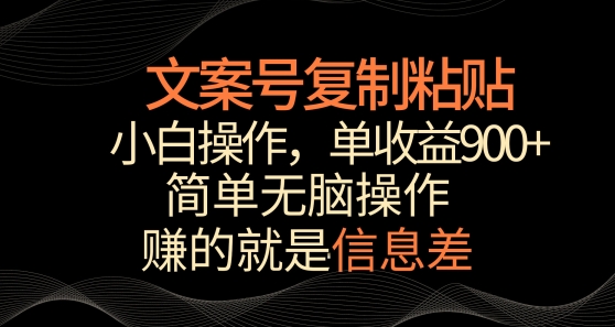 文案号掘金，简单复制粘贴，小白操作，单作品收益900+插图