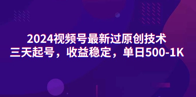 （9505期）2024视频号最新过原创技术，三天起号，收益稳定，单日500-1K插图