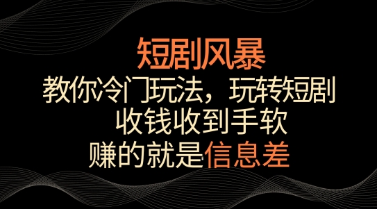短剧风暴，教你冷门玩法，玩转短剧，收钱收到手软插图