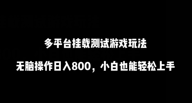 多平台挂载测试游戏玩法，无脑操作日入800，小白也能轻松上手插图