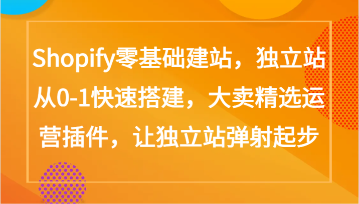 Shopify零基础建站，独立站从0-1快速搭建，大卖精选运营插件，让独立站弹射起步插图