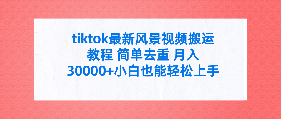 （9804期）tiktok最新风景视频搬运教程 简单去重 月入30000+附全套工具插图