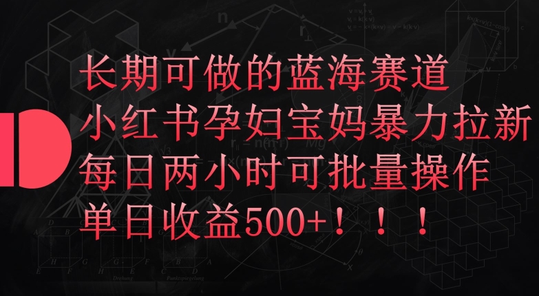 长期可做的蓝海赛道，小红书孕妇宝妈暴力拉新玩法，每日两小时可批量操作，单日收益500+插图