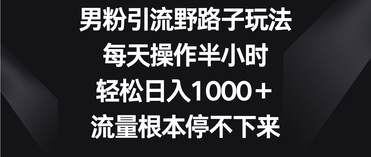 男粉引流野路子玩法，每天操作半小时轻松日入1000＋，流量根本停不下来插图