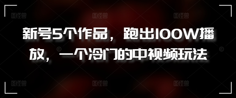 新号5个作品，跑出100W播放，一个冷门的中视频玩法插图