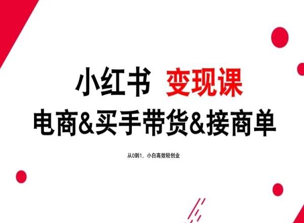 2024年最新小红书变现课，电商&买手带货&接商单，从0到1，小白高效轻创业插图