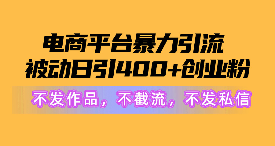（10168期）电商平台暴力引流,被动日引400+创业粉不发作品，不截流，不发私信插图