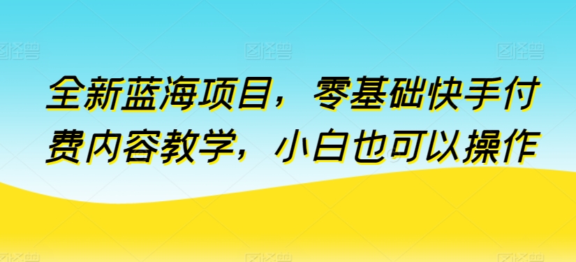 全新蓝海项目，零基础快手付费内容教学，小白也可以操作插图