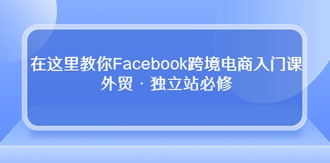 在这里教你Facebook跨境电商入门课，外贸·独立站必修（19节课）插图