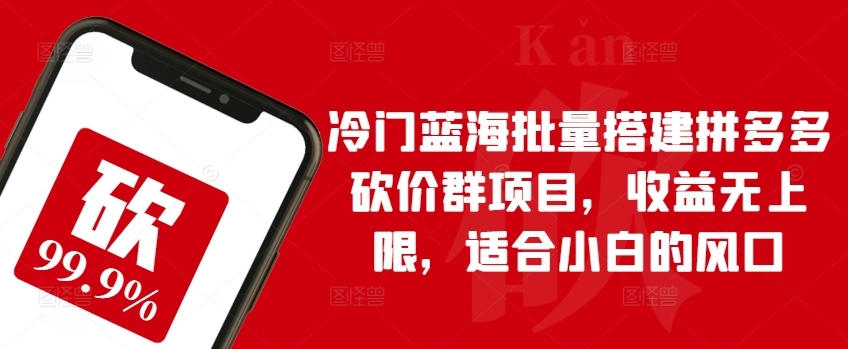 冷门蓝海批量搭建拼多多砍价群项目，收益无上限，适合小白的风口插图