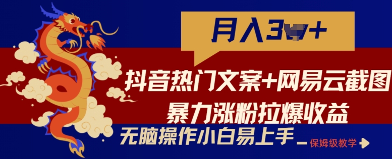 抖音热门文案+网易云截图暴力涨粉拉爆收益玩法，小白无脑操作，简单易上手插图