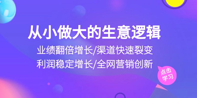 （10438期）从小做大生意逻辑：业绩翻倍增长/渠道快速裂变/利润稳定增长/全网营销创新插图