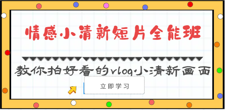 情感小清新短片全能班-教你拍好看的vlog小清新画面（30节课）插图
