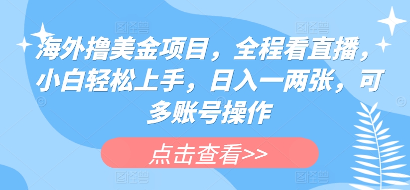 海外撸美金项目，全程看直播，小白轻松上手，日入一两张，可多账号操作插图