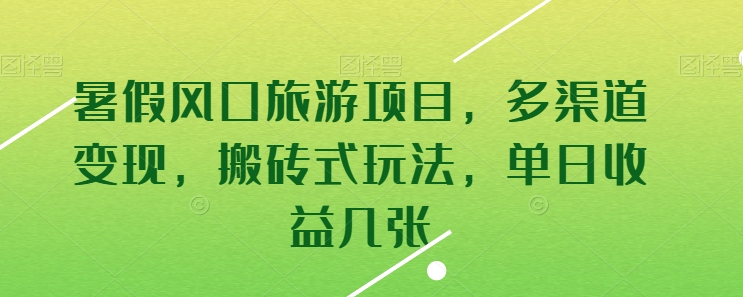暑假风口旅游项目，多渠道变现，搬砖式玩法，单日收益几张插图