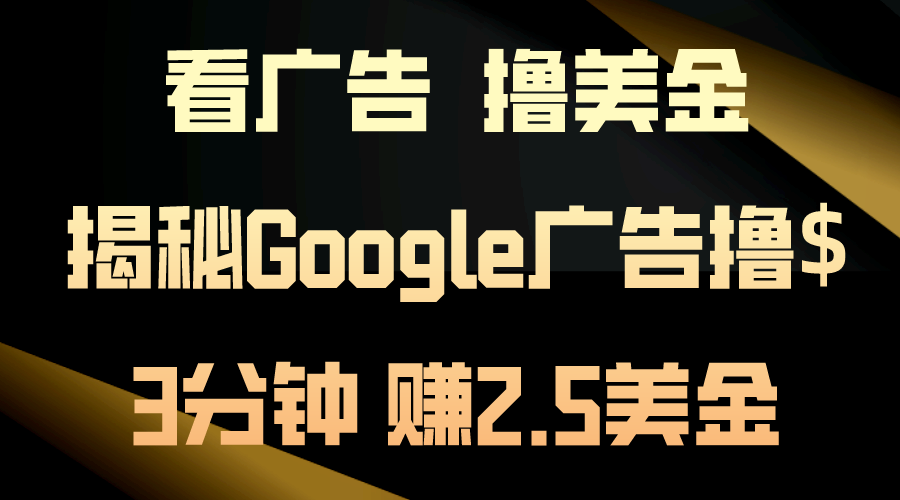 （10912期）看广告，撸美金！3分钟赚2.5美金！日入200美金不是梦！揭秘Google广告…插图