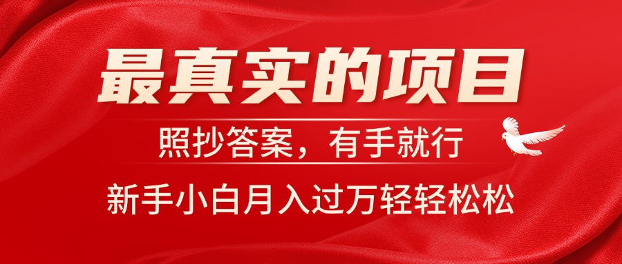 （11362期）最真实的项目，照抄答案，有手就行，新手小白月入过万轻轻松松插图
